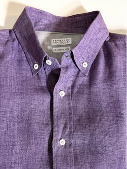 BRUNELLO CUCINELLI Men's Linen Long Sleeve Shirt Leisure Fit Size M