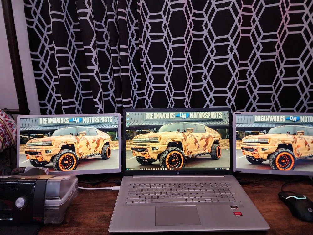 15.6" Triple (3) Laptop Extended Monitor Setup