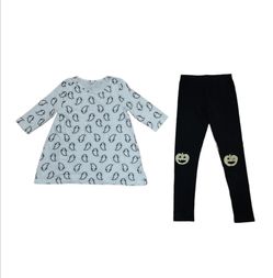 Gymboree Girls Halloween Ghost Tunic & Gold Pumpkin Leggings 2pc Set Sz 7/8