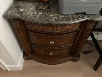 Marble and Brown Drawer chest