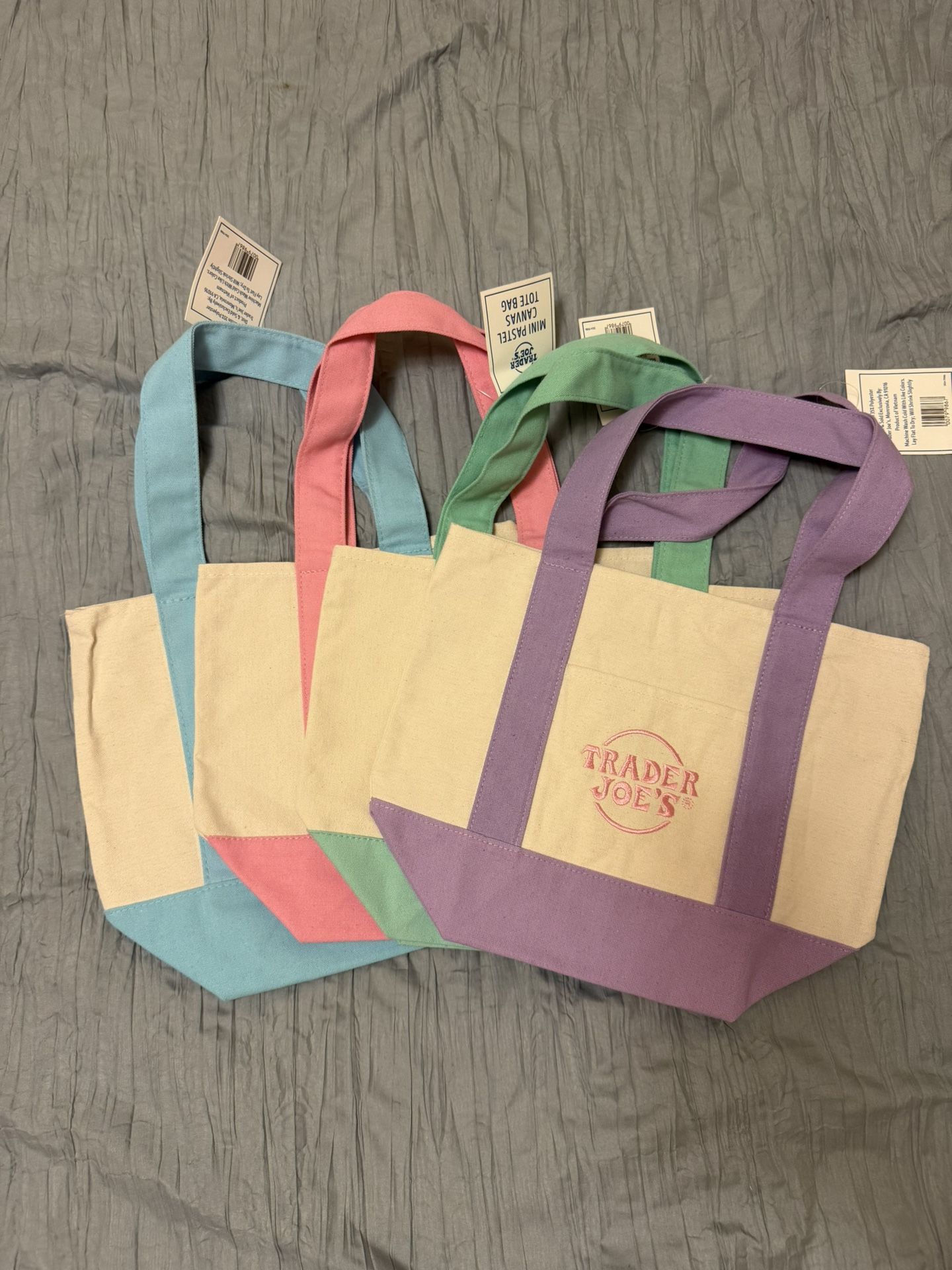 trader joes mini pastel tote bag