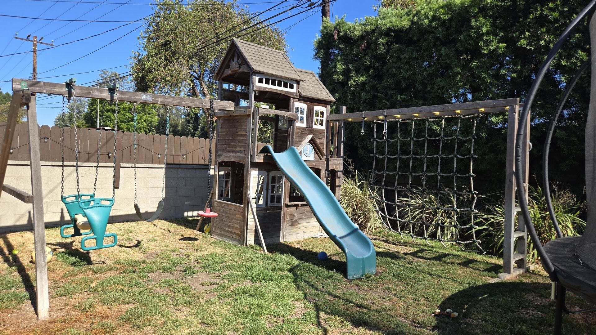 Swing Set and Play House For Backyard