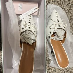 Bow Tie Heeled Mules for Women - size 6