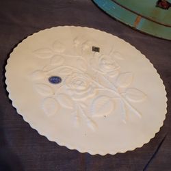 Vintage Imperial Milk Glass Embossed Rose Floral Plate