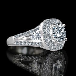Intensely radiant 2CT. Diamond Veneer Cubic zirconia Round center Ring 635R4010