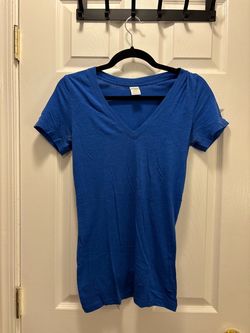Blue V-Neck Short Sleeve T-Shirt