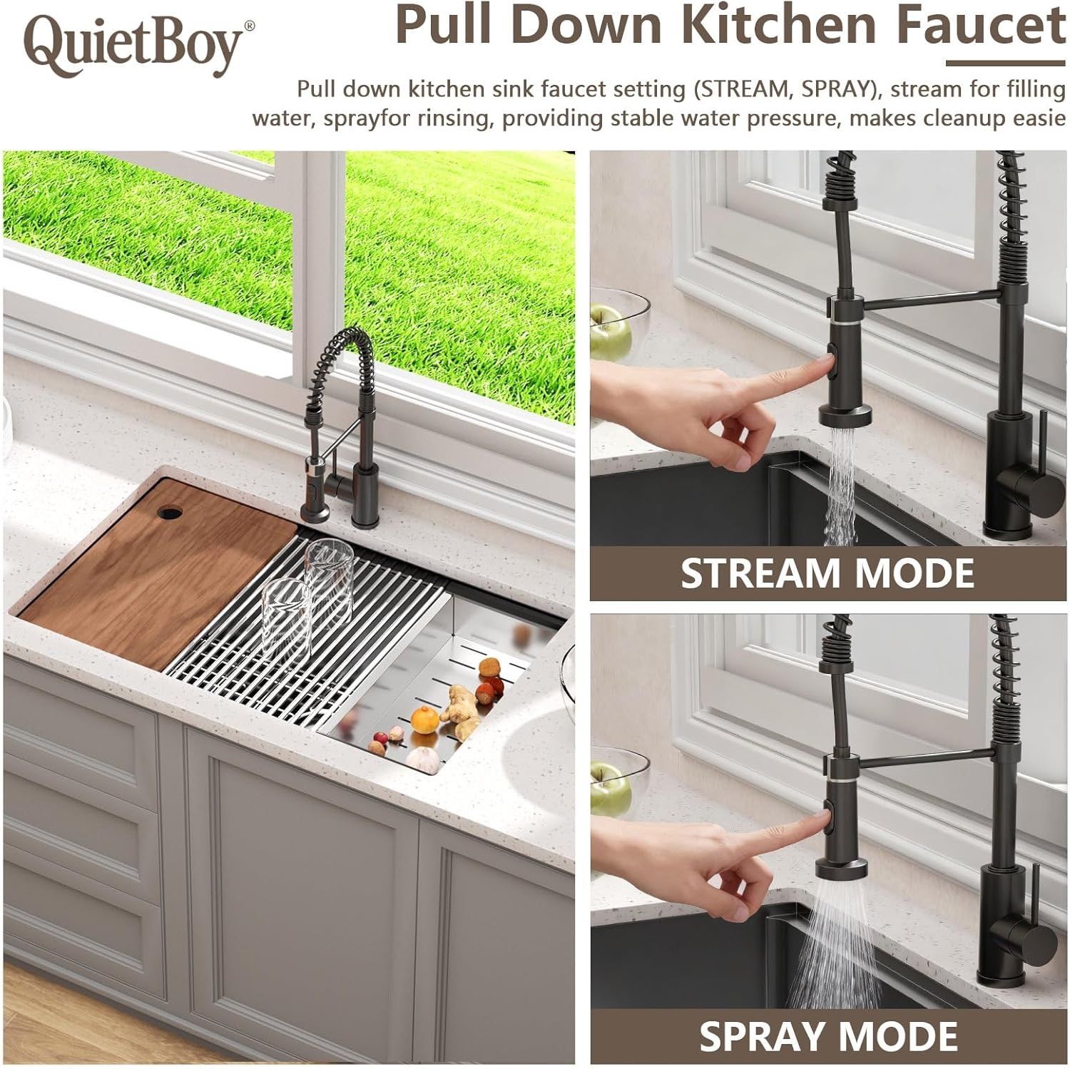 Brand new in box Stainless Steel Kitchen Sink with Faucet: 30 Inch Undermount Single Bowl Farmhouse Workstation Sink Noise Reducing Design & Accesso