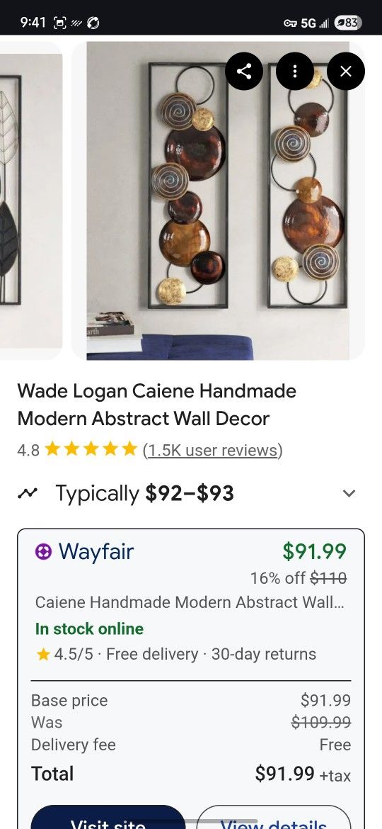 Set Of Handmade Metal Modern Wall Art