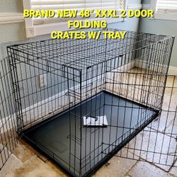 New IN Box! XXL'XXXL Dog Crate 2 Doors With Tray Up To 125lbs Folding Puppy Dog Kennel Animal Cage Add A Bed For $10/ $15/$20 