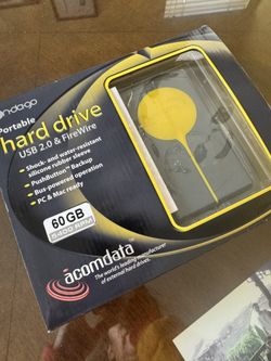 AcomData portable hard drive.  Capacity: 60 GB Speed: 5400 RPM 