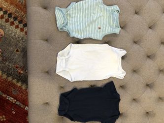 Lot of 3 sleeveless baby onesies, size 12 months