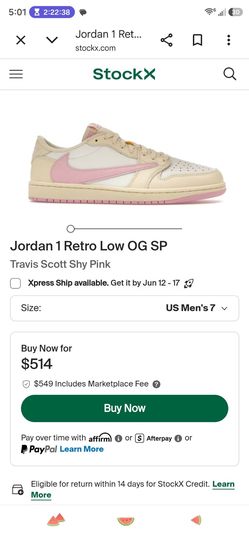 Jordan 1 Retro Low OG SP
Travis Scott Shy Pink