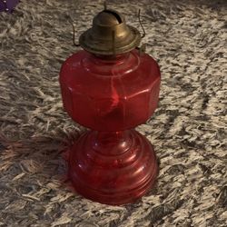 Vintage/ Mid Century Red Kerosene Lamp. 