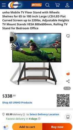 Unho Mobile TV  Floor Stand w/ Wheels- brand new!