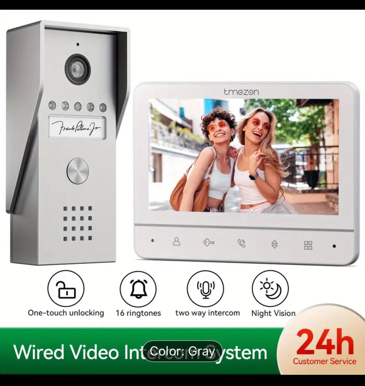 Video Doorbell Phone, Wired Video Intercom System, With 1-Camera And 1-Monitor, 7 Inch, Night Vision, One Key Unlock, 2 Way Audio, For Villa House, Of