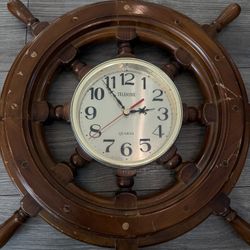 Telesonic ship's wheel wall clock