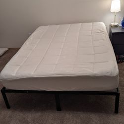 Queen Mattress, Cover, And Bed Frame
