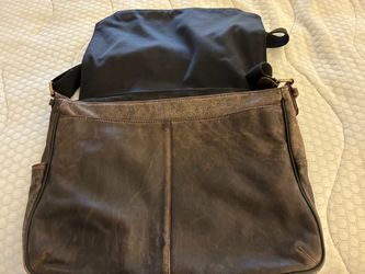 Brown leather messenger bag