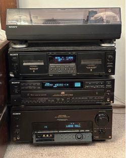 Vintage Sony Stack Flagship Stereo 5.1 Surround ES Receiver, CD Changer, Cassette Deck, Turntable Record Player, Remotes