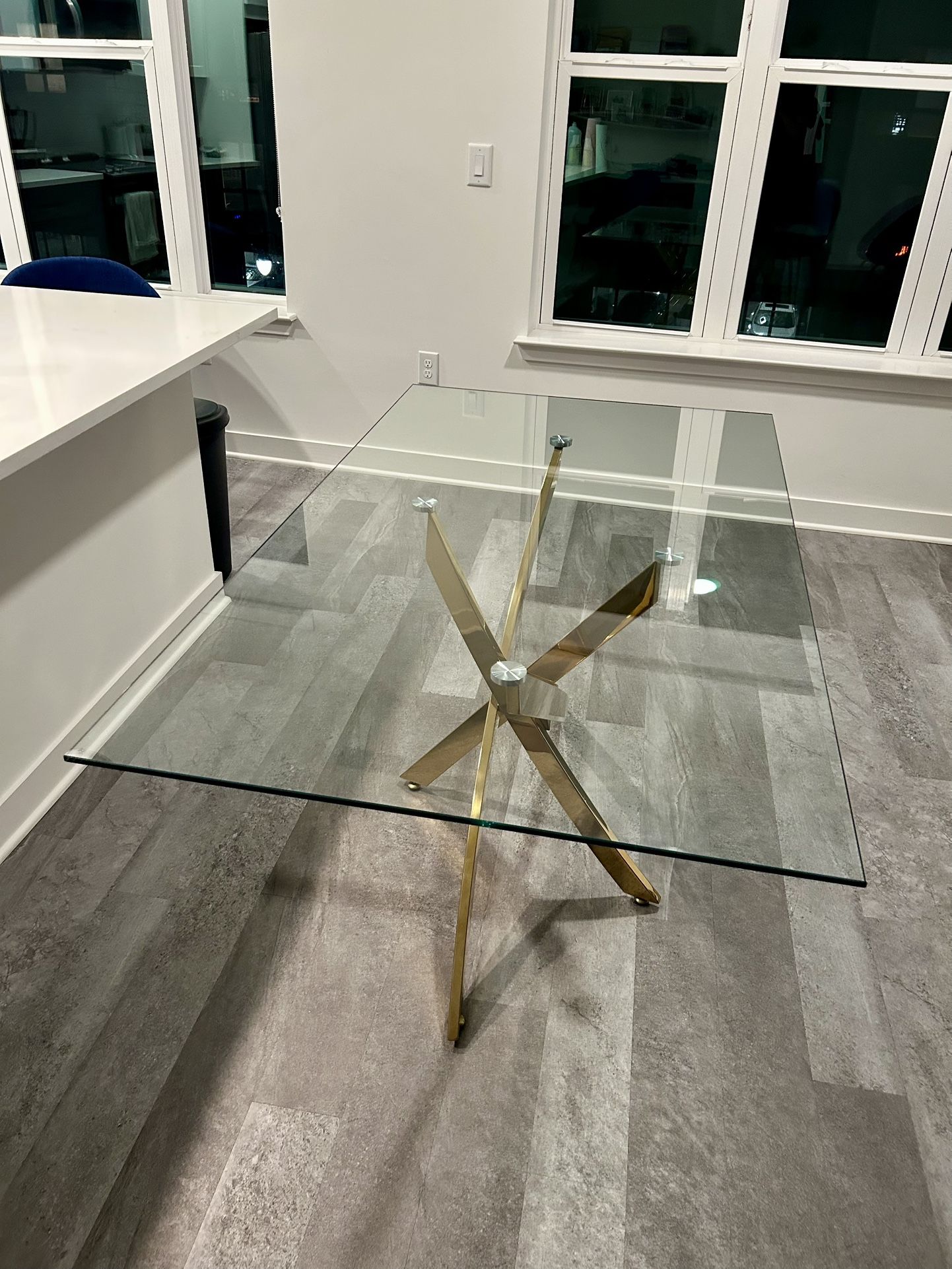 Glass And Gold Dining Table