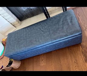 Blue Faux Leather Storage Ottoman Bench (18.1"D x 48.4"W x 16.1"H)