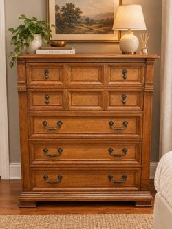 Vintage Drexel Solid Walnut 6-Drawer Chest - Guildhall Collection