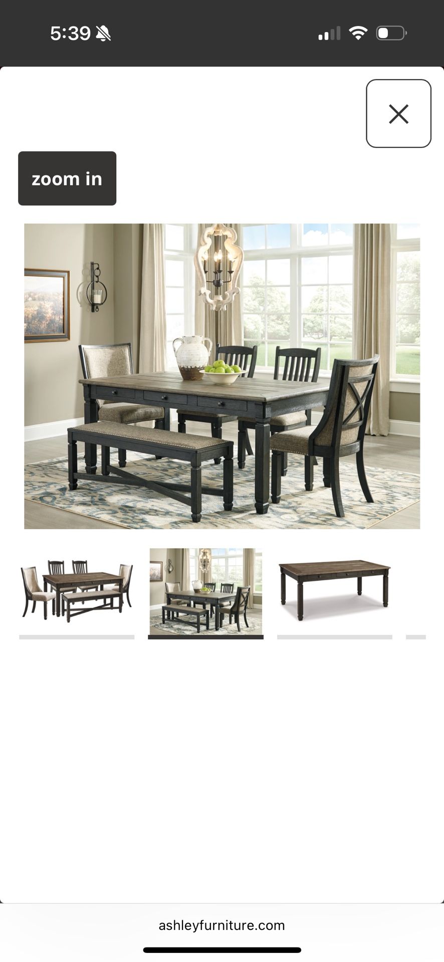 Ashley Furniture Tyler Creek Dining Table and 4 Chairs and Bench