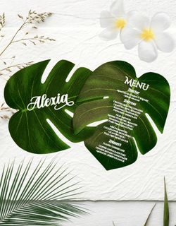 Tropical Monstera Leaf Place Cards & Menu for Weddings and Events