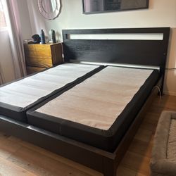 Wood King Bed Frame with Headboard