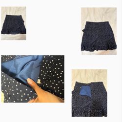 Navy blue polka dot skirt