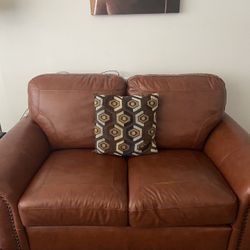 Leather Sofa And Loveseat (real Leather)W/pullout