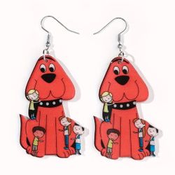 Clifford The Big Red Dog Drop Dangle Earrings