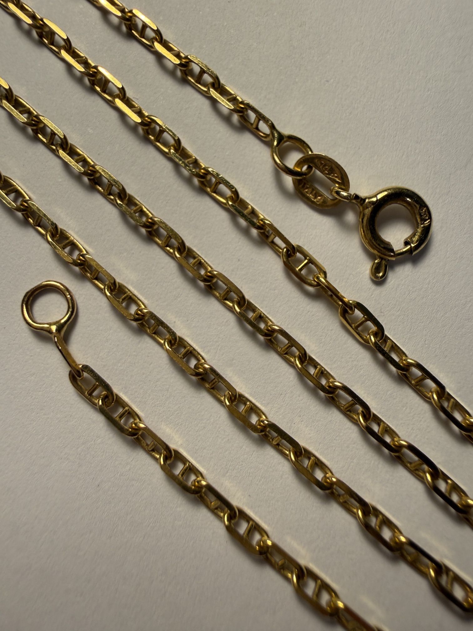Real 14k Yellow Gold Anchor Mariner Chain Necklace 24” Inches Long 2mm Wide