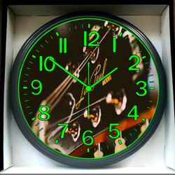 Gibson Les Paul Guitar Music Studio Glow In The Dark Wall Clock New! 