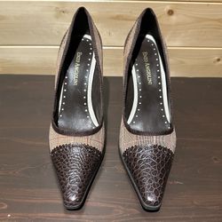 Enzo Angiolini brown mixed media pumps size 6