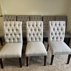 Set of 8 World Market Tufted Upholstered Dining Chairs