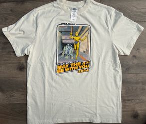 Star Wars Day T-shirt May The 4th Be With You Cream Mens Large Disney 2024