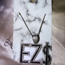 BEAUTIFUL Custom Made EZ$ New Sterling 2 TCW Natural White Sapphire Necklace! 24” 