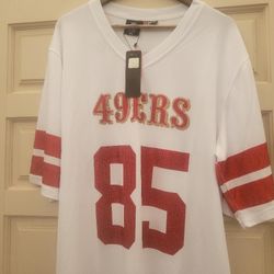 Brand New  Women's  San Francisco 49ers Kittle Crystal V-Neck Tunic
