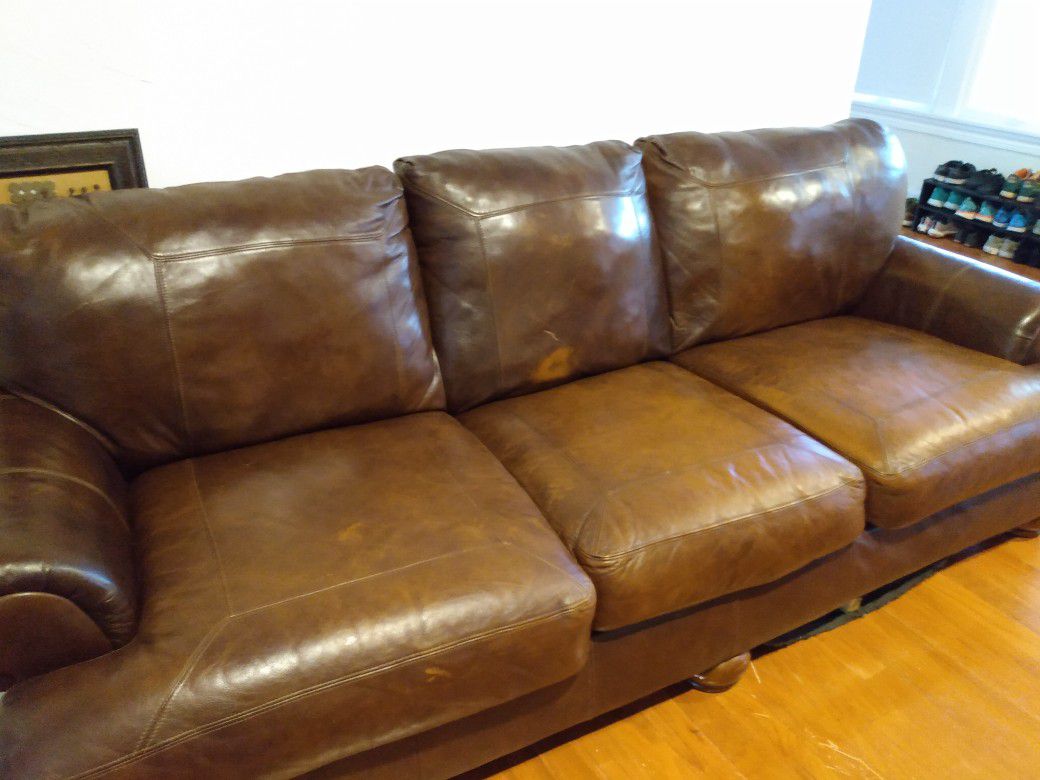 Leather Brown Couch FOR SALE MUST GO