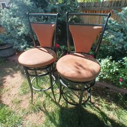 2 Large Bar Stools Rotating Swiveling 45.5" tall.  27" from floor to seat
