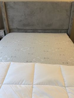 Upholstered Wingback Headboard Light Gray