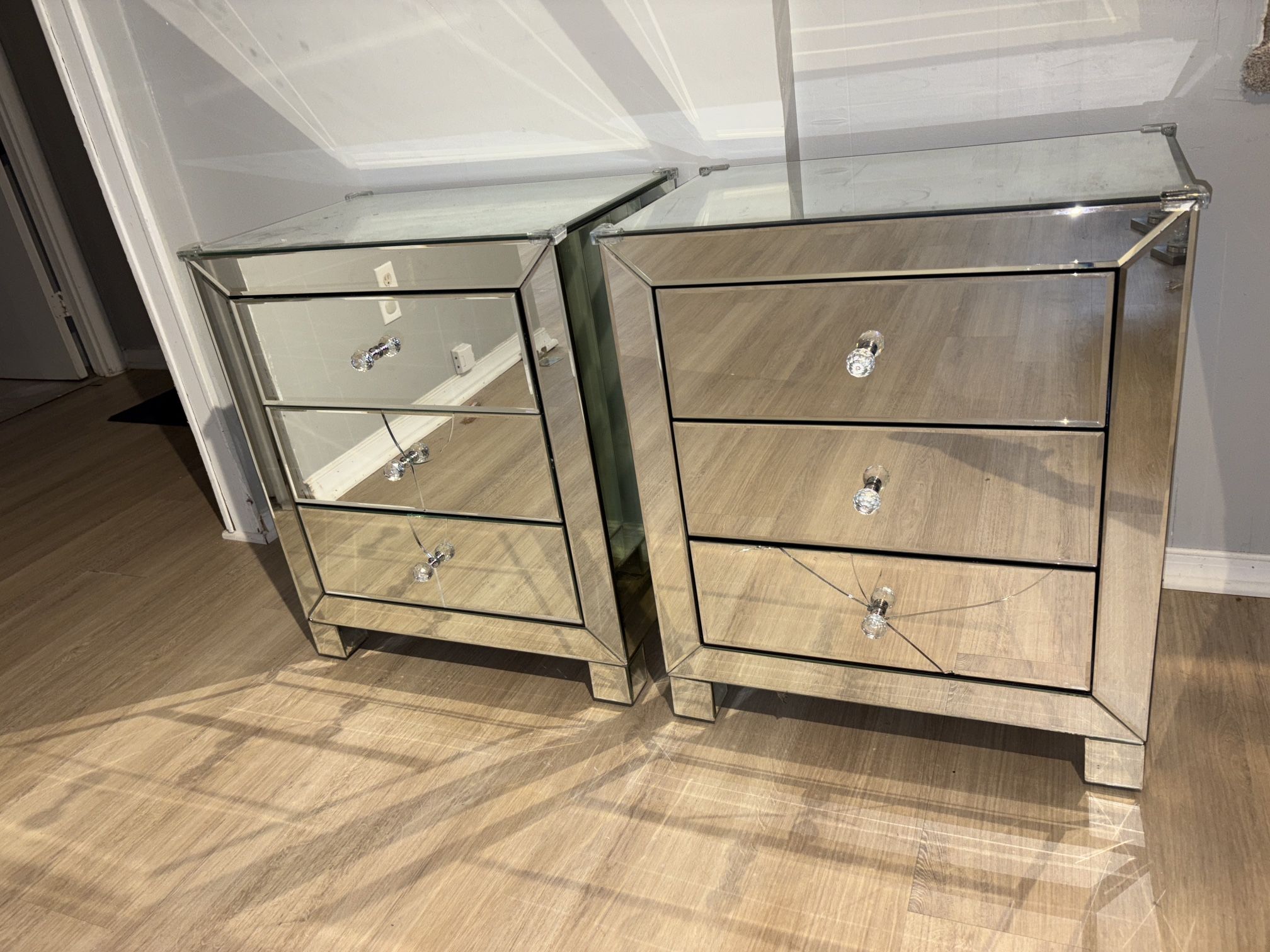 Glass Mirrored Nightstands