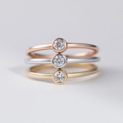 Round Diamond Bezel Ring 