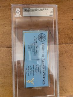 Barack Obama Jan 27, 2010 State Of The UNION TICKET Beckett Graded VG3