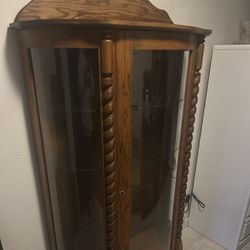 Vintage Oak Curio Cabinet