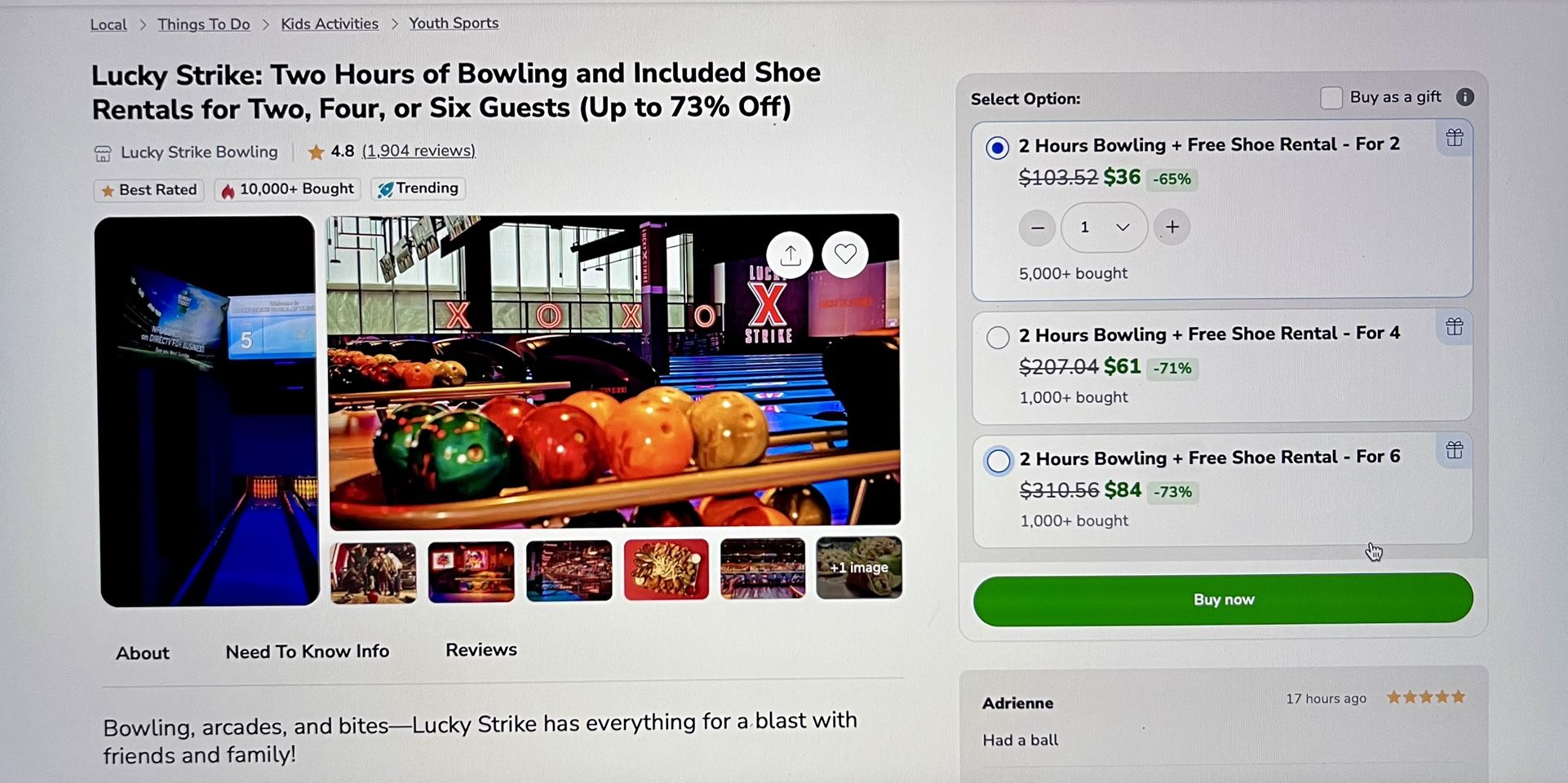 Lucky Strike Bowling Voucher