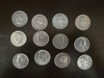 Lot of 12 US Silver Half Dollars