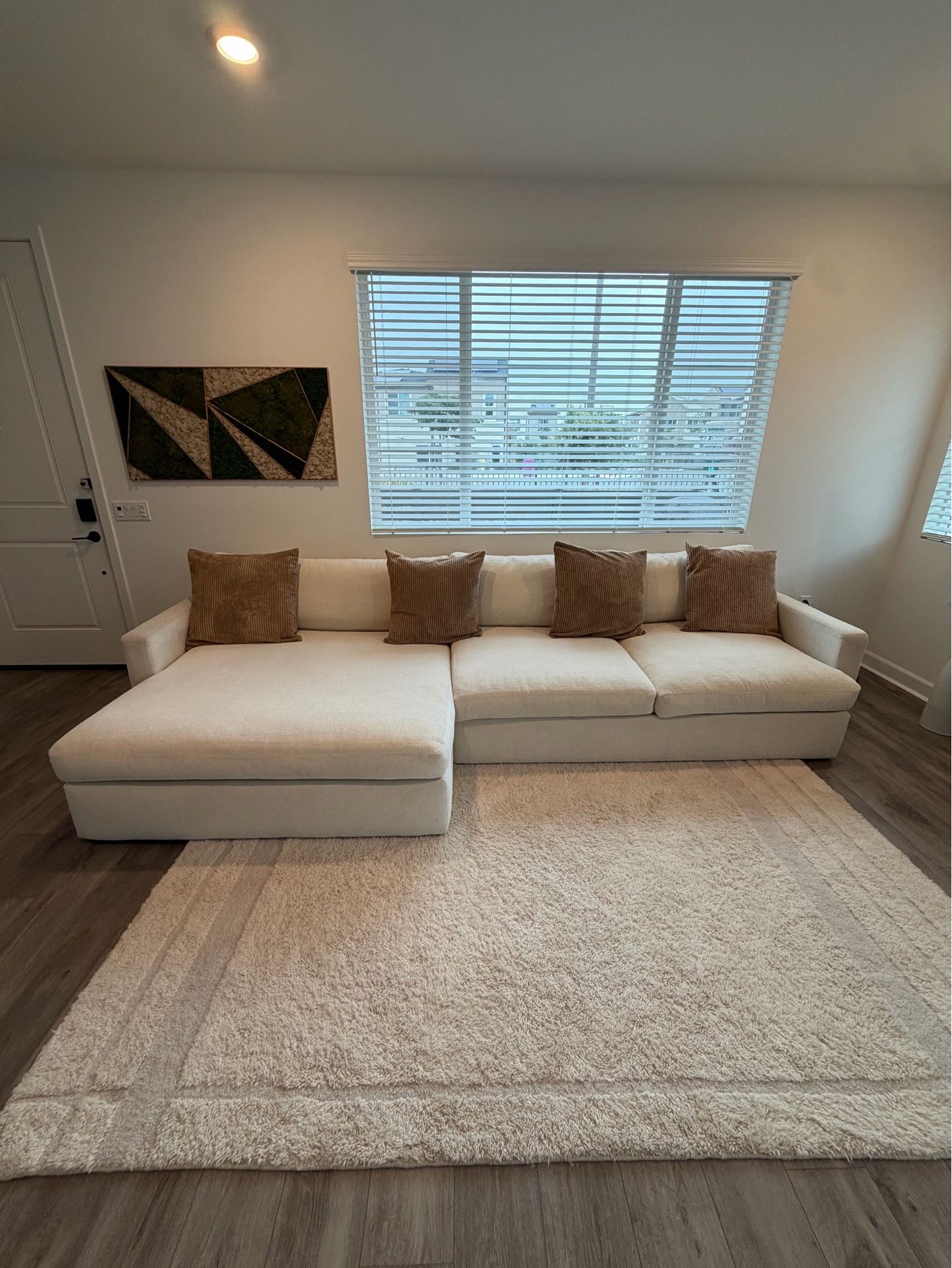 Grand Down Cream Color 139" 2 Piece Sectional With Left Arm Facing Oversized Chaise