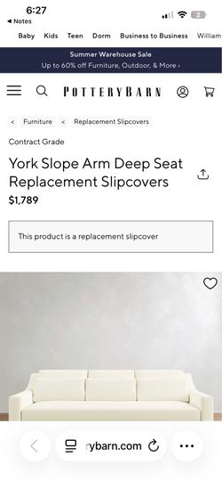 Potterybarn York Slope Arm Deep Seat Replacement Slipcovers